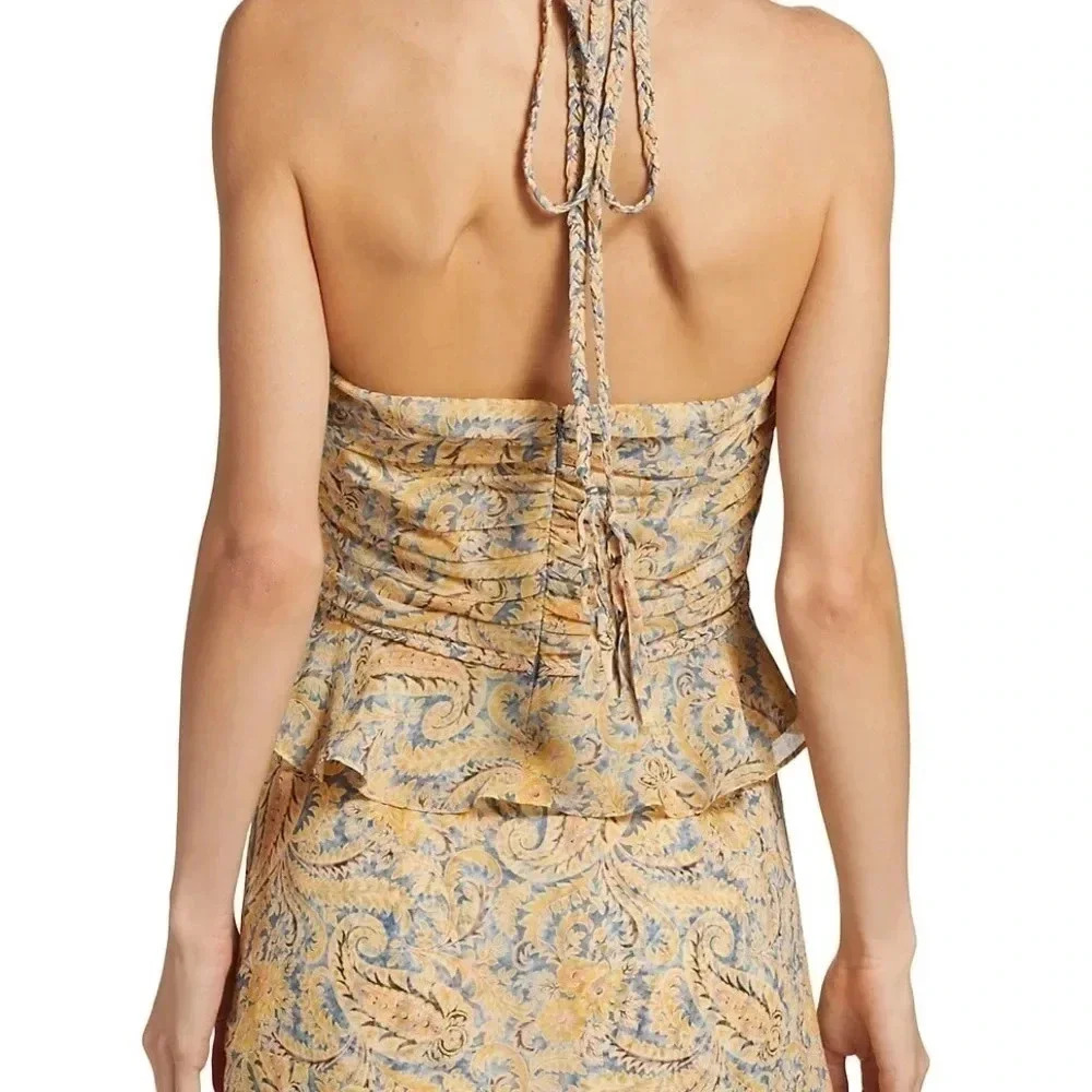 VERONICA BEARD Arienne Gathered Halterneck Top size 00 B992 - Picture 5 of 10